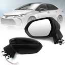 Left Driver Side Mirror Assembly Compatible with Corolla 2020-2022 Non-Heated Power Glass Manual Folding Black Replaces TO1320391 8794012F80PFM (3Pins)