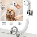 ZCONIEY Sink Faucet Sprayer Attachment, Shower Head Attaches To Tub Faucet, Dog Bathing Hose Shower Set for Laundry Bathroom Kitchen White