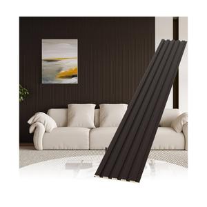 Slat Wall Paneling,8-Pack 3D WPC Wood Wall Panels,Acoustic Wall Panels for Interior Wall Decor,Living Room,Bedroom,Black Brown