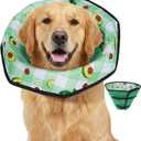 Soft Dog Cone Collar After Surgery: Foldable Long Comfortable Comfy Fabric Recovery Shame Elizabethan Stop Licking Dogs (Green, 2XL) 