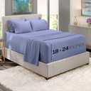 Hearth & Harbor Extra Deep Pocket Queen Sheets Sets - Fits Mattress 18-24 Inches Deep - Extra Deep Pocket Sheets - 6 Piece Queen Size - Steel Blue