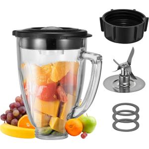6 Cup Blender Glass Jar with BladeIncluding 1 glass jar with lid 1 4fins blade 1 blender jar base 3pcs seal gasket. Replacement Parts for Oster Osterizer (NOT fit Pro, Master or Versa Models)