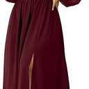 SHESTARR Women's Plus Size Dress Chiffon Long Sleeve Cowl Neck Wedding Guest Cocktail Party Maxi Dress, Burgundy XXL