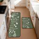 BSFHH Set of 2 Kitchen Rugs - 17"x47"+17"x30" Kitchen Mats for Floor Washable Non Slip Front Door Mat Floor Rug for Home Kitchen Decorations, Sink, Office, Laundry (Grass)