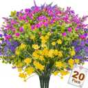 trytuny Artificial Flowers for Outdoor,20 PCS Artificial Greenery Fake Shrubs Flowers,UV Resistant Fake Flowers No Fade Faux Plastic Plants for Outdoor Planters for Home Garden Outside Porch Decor
