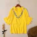 Womens Summer Tops 3 4 Sleeve Women Blouses Casual Boho Top Spring Floral Short Sleeve Shirts Vacation (Yellow, M)