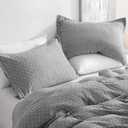 NTBAY Cotton Standard Pillow Shams, 3 Layer Muslin Breathable Soft Thermal Yarn Dyed Sham Covers, 2 Pack 20x26 Oxford Pillowcases with Envelope Closure, Grey Geometric
