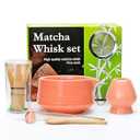 Matcha Whisk Set,7pcs Pink Matcha Set includes Matcha Bowl (19 oz),Bamboo Matcha Whisk and Matcha Scoop,Matcha Whisk Holder,Stainless Steel Sifter,Tea Making Tools,Matcha Kit Gift for Matcha Lovers