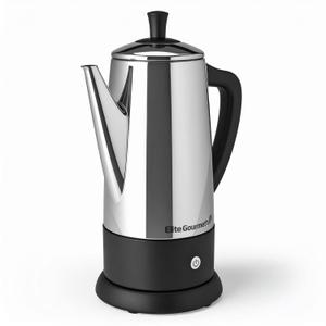 Elite Gourmet 12-Cup Electric Coffee Percolator, Dishwasher Safe Stainless-Steel Filter, Lid & Tube, Keep Warm, 360 Swivel Base Cord-less Serving, Stainless-Steel