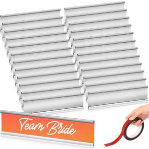 Leifide 24 Pack Name Plates for Doors, 2 x 8 Inches Aluminum Office Name Plate Holder for Wall, Meeting Room, Office, Business Department, Desk, Warning Area