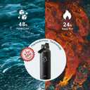 BUZIO 40oz Insulated Water Bottle, Triple Wall Vacuum Stainless Steel Water Flask with 2 lids, Lead-Free BPA-Free Straw Lid Sports Canteen Jug, Cold 48H & Hot 24H- Black