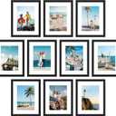 DecorUhome 8x10 Picture Frame Set of 10, Display Photos 5x7 with Mat or 8x10 Unmatted for Picture Frames Collage Wall Decor, Black