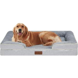 Orthopedic Dog Bed XLarge Sized Dogs- Waterproof Memory Foam 44x32 Inch Pet Couch Bed with Removable Washable Cover & Non-Slip Bottom, Giant Dog Sofa Beds (XL, Grey)