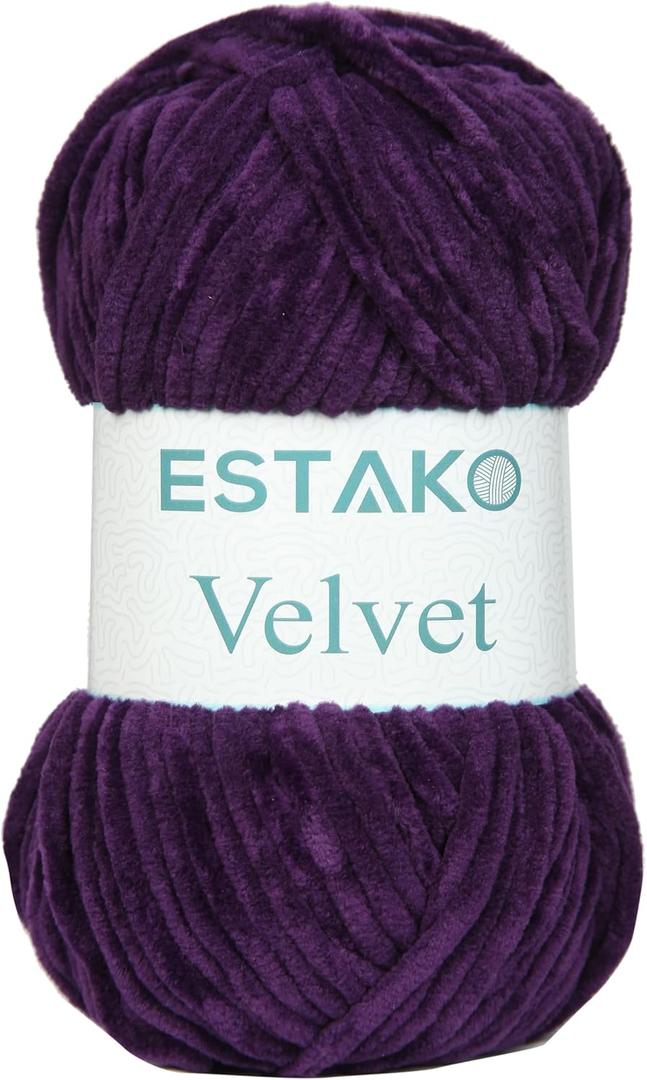 Estako Velvet Chenille Blanket amigurumi Yarn for Crocheting and Knitting Super Bulky 100 gr (132 yds) (1640 - Purple) (Pack of One, 1640 - Purple)