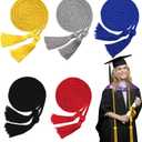 5 Pcs Graduation Cords with Tassel for High School Bachelor Gown College Graduation 2025 (Gold, Royal Blue, Black, Red, Silver)