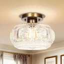OYKYOHEI Semi Flush Mount Ceiling Light, Globe Glass Ceiling Light Fixture, Antique Bronze Modern Lighting for Hallway Bedroom Entryway Kitchen Porch, Bulb Not Included (9.38 inch)
