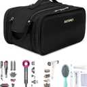 Tools Travel Bag for carrying hair dryer curling iron comb multi-layer hair accessories and tools with Dry Wet Depart Toiletries Travel Organizer (Black)