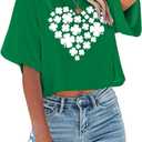 St Patricks Day Shirt Women Luck Shamrock Shirts Cute Saint Patricks Day Crop Top Irish Raglan Shirt, XS 