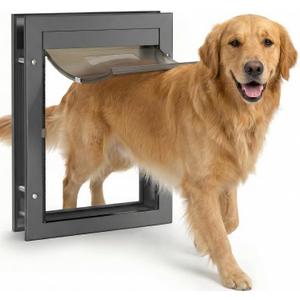 Dog Door for Large Dogs, X-Large Aluminum Frame Pet Door with 2-Way Lock, Easy Install on Interior Door/Screen/Wall, Weatherproof Magnetic Flap (X-Large, Black)