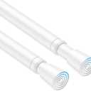 2 Pack Spring Tension Curtain Rod 32 to 58 inch Adjustable Curtain Rods No Drilling Spring Loaded Curtain Rods for Windows Doors, White