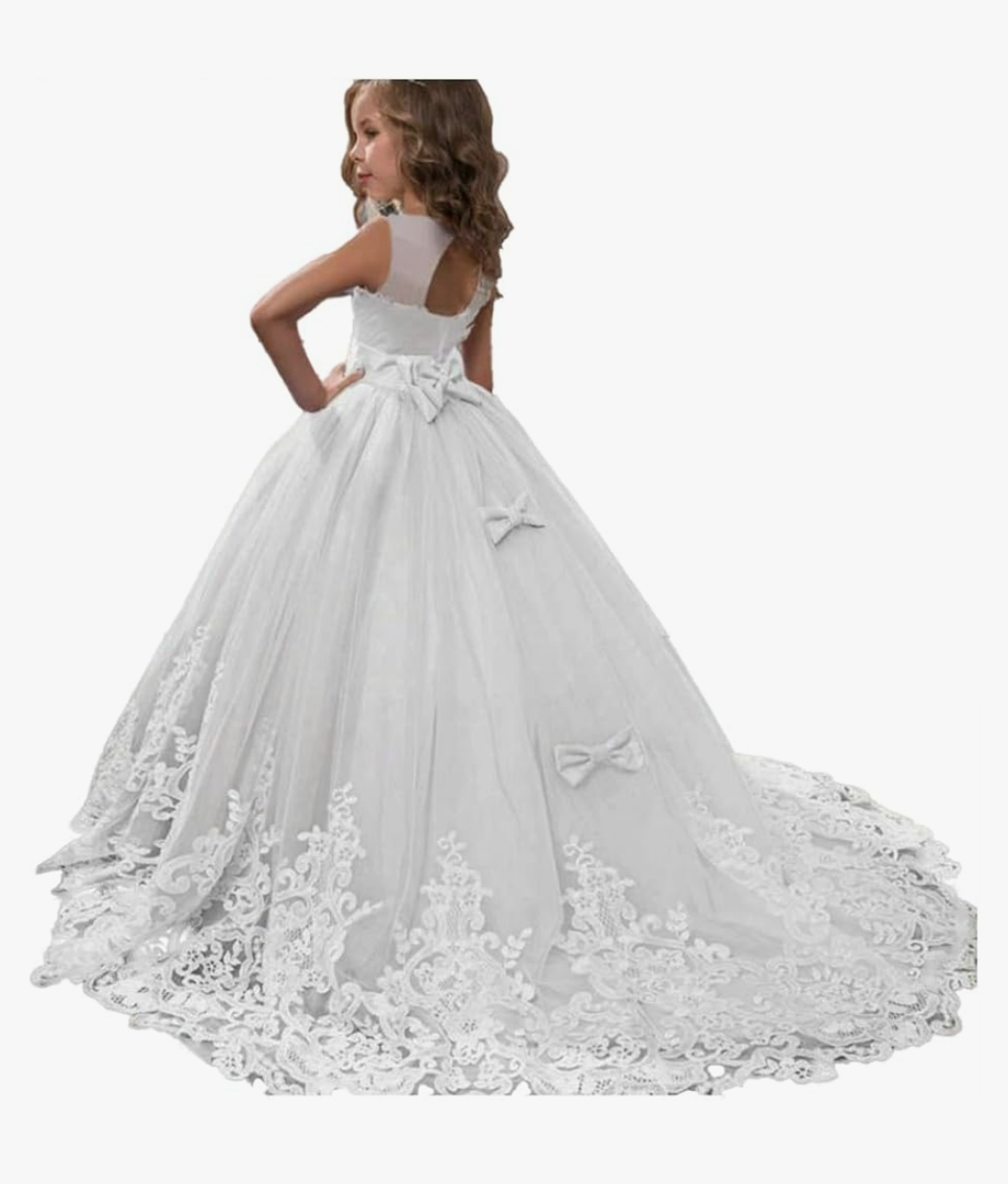 Girl Frilly Dress Backless Wedding Embroidery Birthday Floor Length Tulle Prom Ball Gown 8