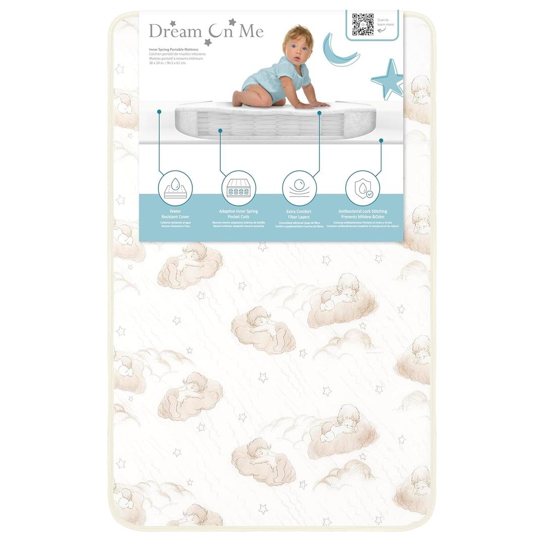 Dream On Me 2-In-1 Breathable Two-Sided Portable and Mini Crib Coil Mattress (White)