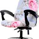 WOMACO Printed Office Chair Covers, Stretch Computer Chair Cover Universal Boss Chair Covers Modern Simplism Style High Back Chair Slipcover (Pink Flower, Large)