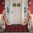 SEEKSEE Cotton Buffalo Plaid Rug 27.5"x43" Black and Red Checked Rug Washable Doormats Indoor Outdoor Rugs for Layered Front Door Mats, Porch, Kitchen, Farmhouse, Entryway
