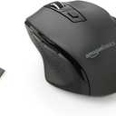 Amazon Basics Computer Mouse Wireless, Ergonomic, 2.4 GHz Optical, DPI Adjustable, Compatible With PC, Mac, Laptop, Black