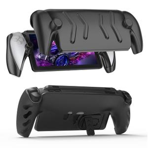 JOYTORN Full Protective Case Cover Compatible with PlayStation Portal Remote Player, PS5 Portal Case with Detachable Front Shell, Frosted Anti-Slip Handheld Design-Black