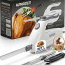 Electric Knife for Meat Slicing, Turkey, Carving Meat, Bread & More | Ergonomic Handle + 2 Carving Reciprocating Stainless Steel Blades and Serving Fork Included, 6 Foot Cord