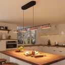 50.2" Kitchen Island Lights, 38W Wood Dining Room Light Fixtures Over Table, Dimmable Linear Pendant Lights for Kitchen Island, 4-Light Rustic Hanging Farmhouse Chandeliers, Walnut Color, 50.2 in - Large Plate