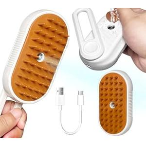 Spray Cat Brush for Shedding - Pet Grooming Brush with Steamer and Water Spray, Ideal for Cats and Dogs (New White)