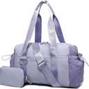 Everyday Mini Gym Bag for Women 2.0 Small Tote with Zipper Compartment Waterproof Travel Duffle Cute Handbag Workout Carry On with Removeable Shoulder Strap & Coin Wallet Easy to Clean-Lavender