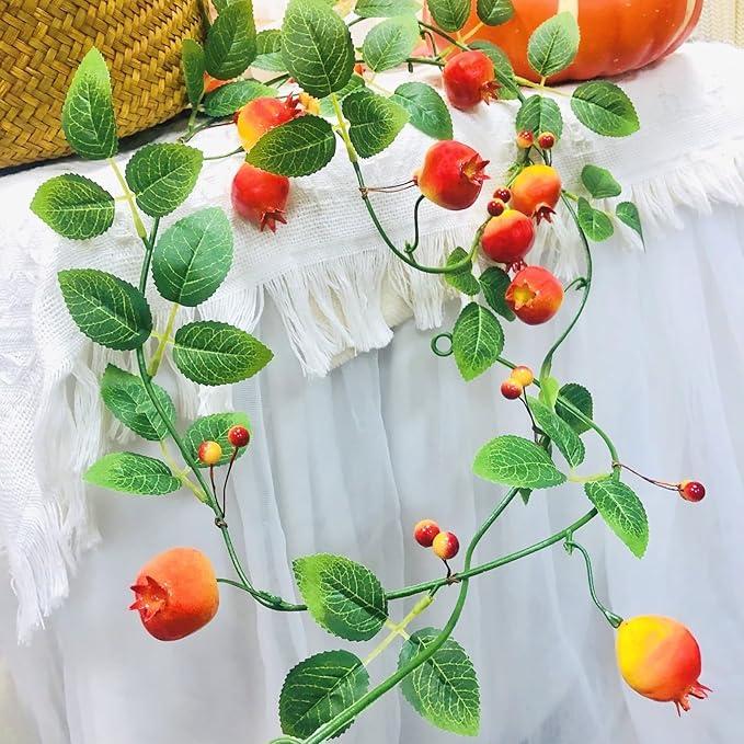 faux greenery, Pomegranate, lemon, apple and grave vines, plastic mock vines faux greenery, Pomegranate, lemon, apple and grave vines, plastic mock vines