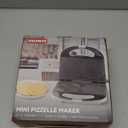 Mini Pizzelle Maker Machine with a 3'' Cutter, Mini Stroopwafel Iron, Bake 2 x 4'' Pizzelles or 3'' Stroopwafels, Excellent for Holiday, Party, Dessert Treat Making & More