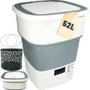 Portable Washing Machine, 52L Large Capacity Foldable Mini Washer with Spin Basket, Adjustable Wash 2–10 Min & Spin 1–6 Min Timer, for Apartment, RV, Camping, Dorm, Travel (Grey)