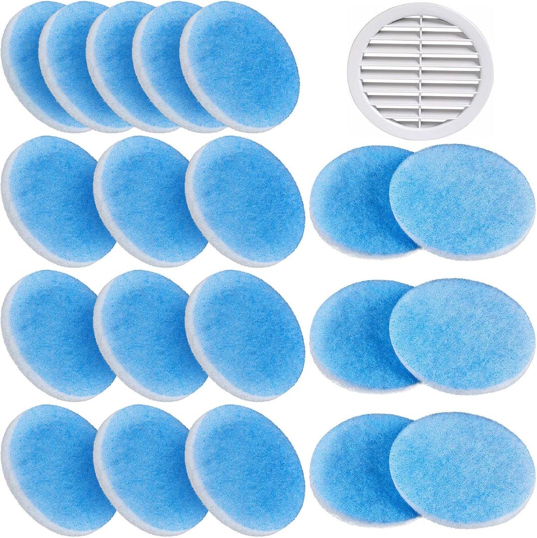 Layhit 20 Pcs Rv 5.25" Round Air Conditioner Filter Foam Air Duct Ac Filter Replacement Vent Filters for Camper Car Parts, Blue and White Layhit 20 Pcs Rv 5.25" Round Air Conditioner Filter Foam Air Duct Ac Filter Replacement Vent Filters for Camper Car Parts, Blue and White