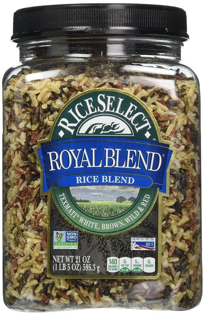 RiceSelect Royal Blend, Blend Of Texmati White, Brown, Red, And Wild Rice, Premium Gluten Free Rice, Non-GMO, 21 Ounce Jar (EXP 12/09/26)