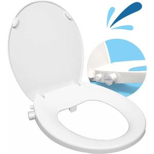 GenieBidet Bidet Toilet Seat Round - Bidet Toilet Seat with Adjustable Self-Cleaning Nozzles, Attachment, T Adapter & Bottle - Non Electric Bidet Seat