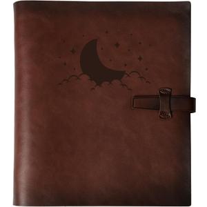 Photo Album 4x6 200 Photos, Genuine Leather Photo Albums with Writing Space with 30 Writing Paper, Travel Family Wedding Kids Graduation Ultrasound Baby Picture Album Scrapbook Photo Album (MOON)