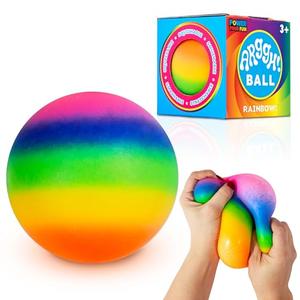 Power Your Fun Arggh Rainbow Giant Stress Balls for Adults - 3.75 Inch Large Stress Balls for Kids Squishy Toys Ball Stress Relief Fidget Toy Sensory Ball Squeeze Toy for Boys Girls (Rainbow)