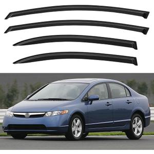 Window Visors Rain Guards for 2006 2007 2008 2009 2010 2011 Honda Civic, Out-Channel Window Vent Wind Deflectors Visors Shades for 06 07 08 09 10 11 Civic Sedan