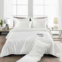 Ersmak 6 Pieces Satin Duvet Cover Full/Queen Size Luxury Silky Bedding Duvet Cover Set with 1 Soft Duvet Cover, 4 Queen Pillowcases and 1 Body Pillowcase, Ivory White