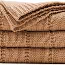 RECYCO Cable Knit Light Brown Throw Blanket Twin Size for Couch, Super Soft Warm Cozy Decorative Knitted Throw Blanket 3.6LB for Bed, Sofa, Chair Large 60"x80"