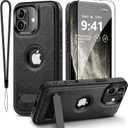 for iPhone 17 Case [Compatible with Magsafe] 6.3 Inch, Leather Magnetic Case with Invisible Kickstand, Upgraded N56 Strong Magnet Slim Cover, Wireless Charging, Black