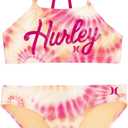 Hurley Big Girls Printed Bikini Top and Bottom 2 Piece Set (Medium, H_Pink(484856-A96)/ P)