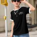 Boys Los Angeles California T Shirts Kids Fashion Short Sleeve Graphic Tees Casual Tops 5-14 Years (Black)