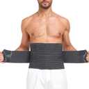 Abdominal Binder for Men and Women Post Surgery & Postpartum Recovery Hernia Support Belt Waist Trainer for Men Adjustable Compression Wrap (Black,XL)