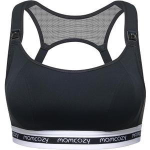 Momcozy Nursing Bras for Breastfeeding, FB011 Low-Impact Nursing Sports Bra Support Maternity Pregnancy Padded Wireless Bra (Black, L)